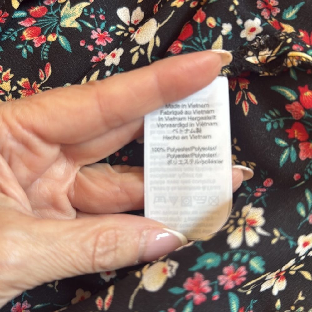 J. Crew Mercantile Floral Black Top Boho Bell Sleeves New Size XS 0 office work - Picture 10 of 11